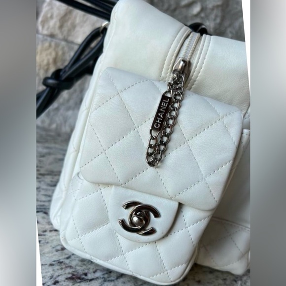 🥳New Years Sales Pricing!!CHANEL LIGNE REPORTER CAMBON WHITE QUILTED HANDBAG. - Picture 3 of 12